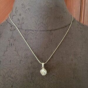 Cubic Zirconia Pendant Necklace With Adjustable Chain